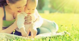 mom and baby at ann arbor park